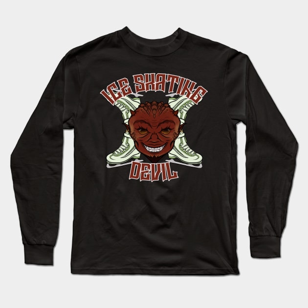 Ice skating Devil Long Sleeve T-Shirt by RampArt